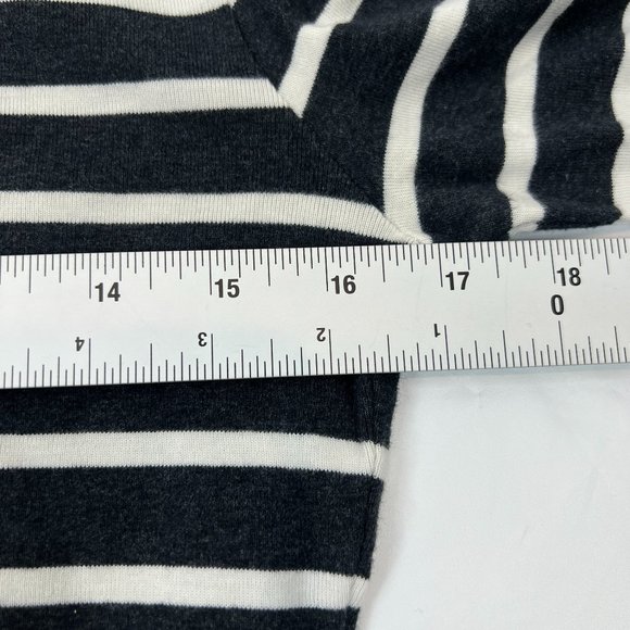 Tory Burch Sz Medium Gray White Striped Graphic Tee - Picture 13 of 15